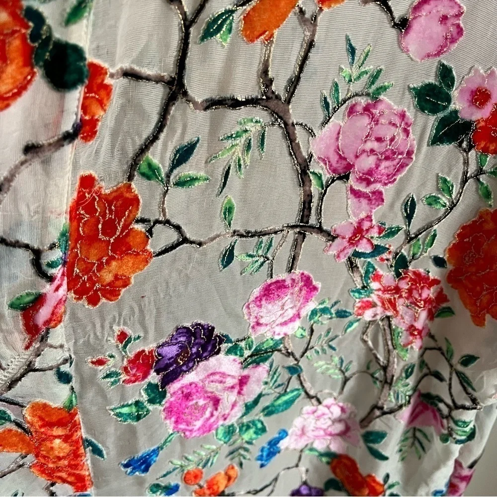 FRANCESCA MIRANDA Francesca Floral Silk Blend Devore Long Kimono‎